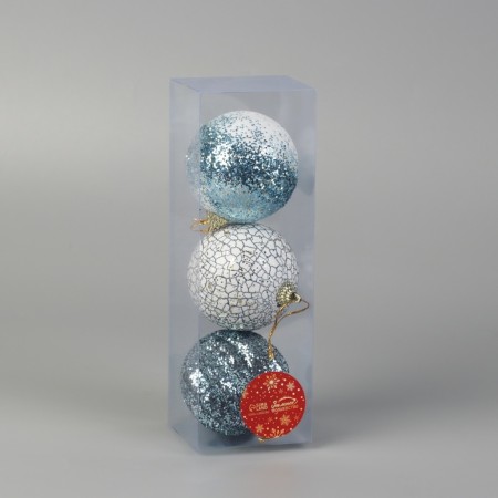 Set of balls plastic D-8 cm, 3 pcs "Xavier" Assorted, white-blue-1