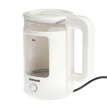 Electric Kinde "Dobrynya" DO-1259W, glass, 1.5 l, 1800 watts, white-1