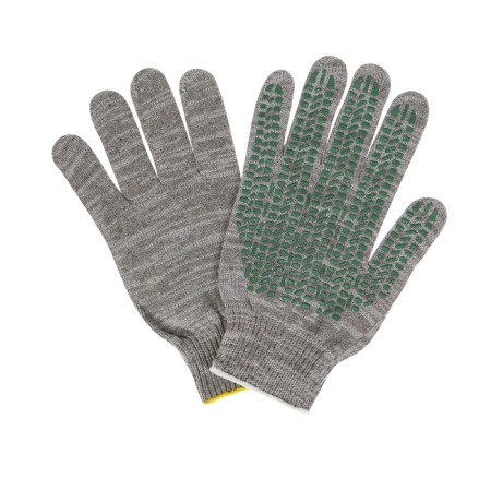 Workers, m/b gloves, knitting 10 class, 5 threads, size 9, with PVC dots, gray, Greengo-2