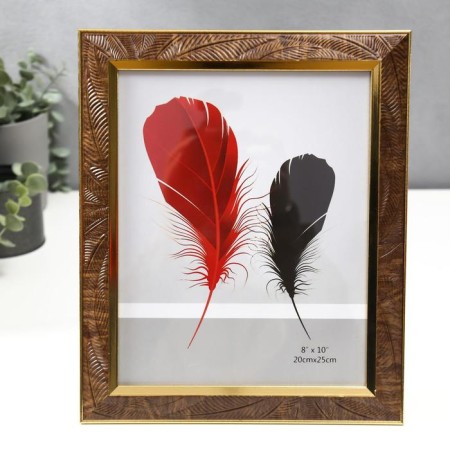 Photo frame plastic 20x25 cm "Chocolate leaves, golden double frame" 29.7x25 cm