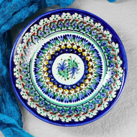 The plate of the Rishtan ceramics "Patterns", blue, deep, mix, 20 cm-1