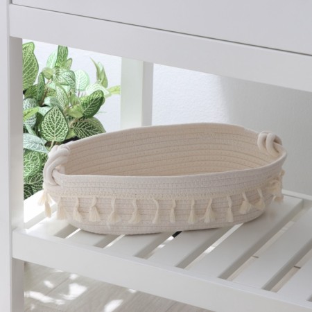 Basket for storage ladled handmade LadoM "Vilena", 38 × 22 × 12 cm, white color-8