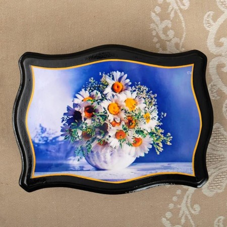 Casket "Flowers", 12 × 16 cm, lacquer miniature mix-9