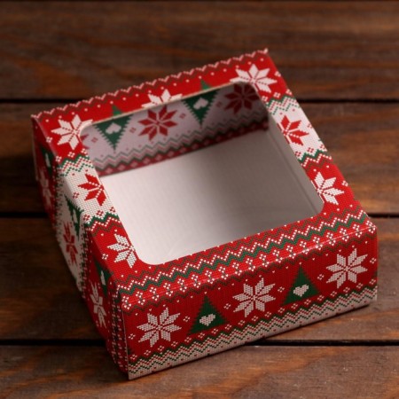 Gift box, cover is, "New Year's print", 14.5 x 14.5 x 6 cm-2