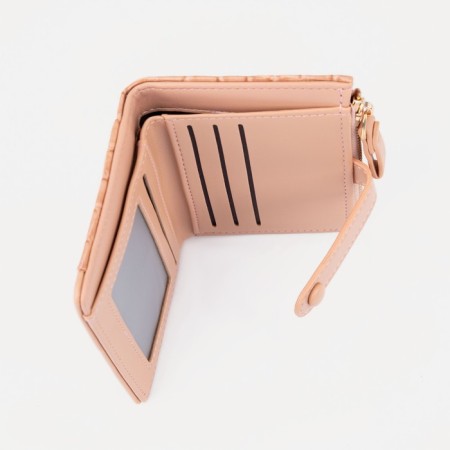 Women's wallet on the button, beige color-3
