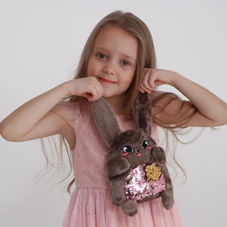 Soft toy "Bunny Sophie", with sequins, 16x8x17 cm-4