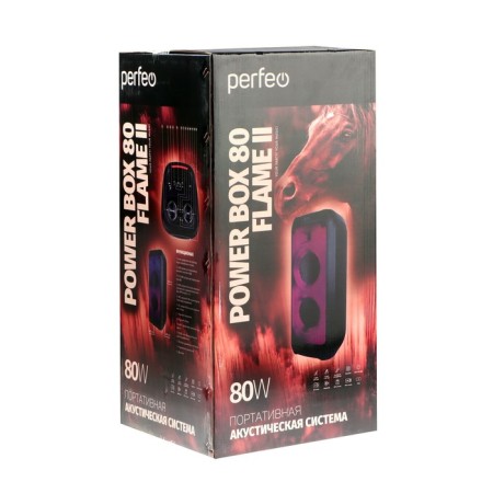 Portable karaoke system Perfeo Power Box 80 Flame II, 80W, FM, USB, BT, 5000 mAh, black-2