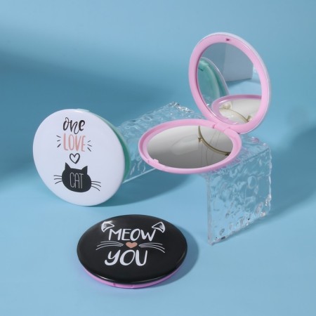 Folding mirror "Kis-kis", D 7.5 cm, MIX drawing-1