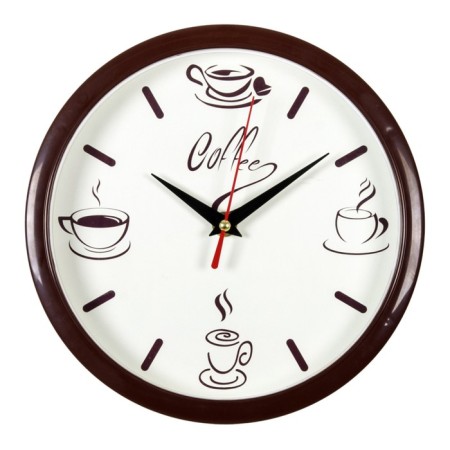 Watching clock, interior "Coffee", D-22 cm, silent, brown body