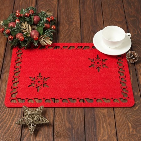 Napkin Decorative shade "Snowflake", cent, red, 40*26 cm, felt