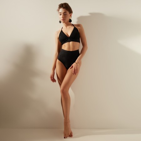 Women's swimsuit "Sport" Separate minku Black color, size 48-1