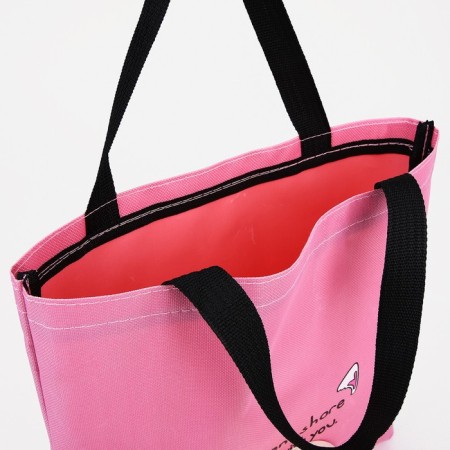 A backpack with a zipper, an outer pocket, a set of a chover, bag, pink color-7