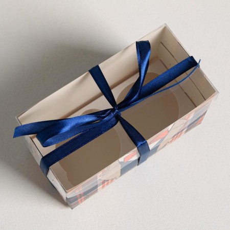 Capcake box, confectionery packaging, 2 cells “Real Man”, 16 x 8 x 10 cm-2