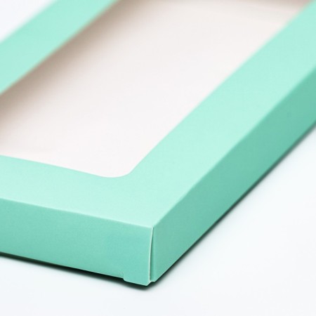 Gift box for tiles of chocolate, with a window, green (mint), 17 x 8 x 1.4 cm-3
