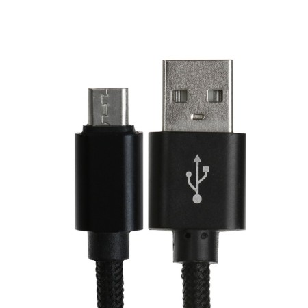 MicroUSB cable - usb, 2.1 a, nylon braid, 1 meter, black-1