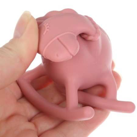Toy - silicone cutter with a rattle "horse", pink color, crumb I-1