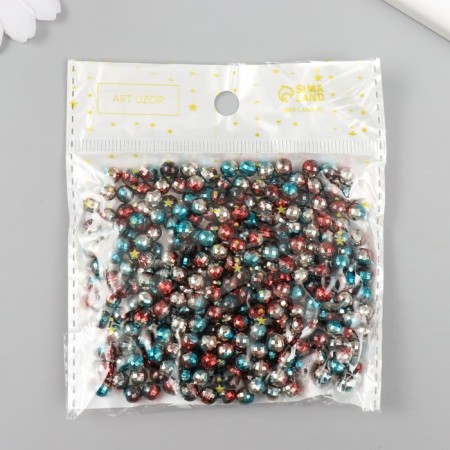 Decor for creativity plastic "Ball with faces. Red-blue" set 30 grams d = 0.6 cm-2