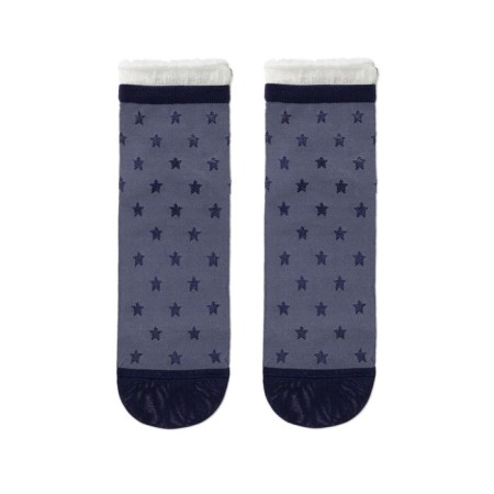 Women's socks with a decorative transparent grid CONTE ELEGANT CLASSIC, size 23, jeans color-1