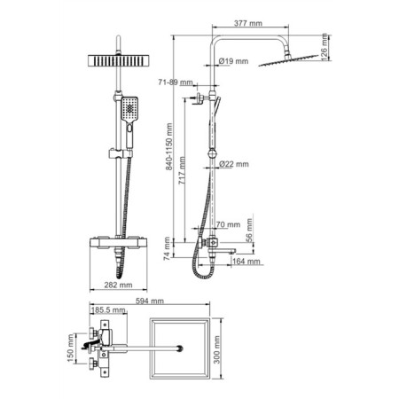Shower system Wasserkraft A19901, tropical shower, thermostat, hand watering can, chrome-6