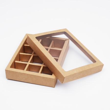 Box for sweets, 12 pcs, craft, 19 x 15 x 3.5 cm-1