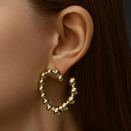 Earrings Metal "Heart" reunion, color gold-3