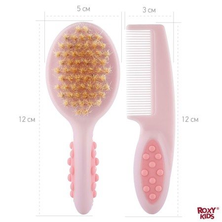 Children's brush with a comb, pink color-5