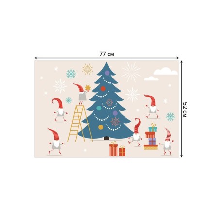 Bathroom mat "Dwarfs decorate the Christmas tree", anti -slip, size 52x77 cm-1