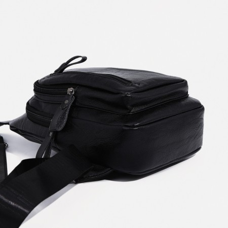 Male sling bag, artificial leather, black color-3