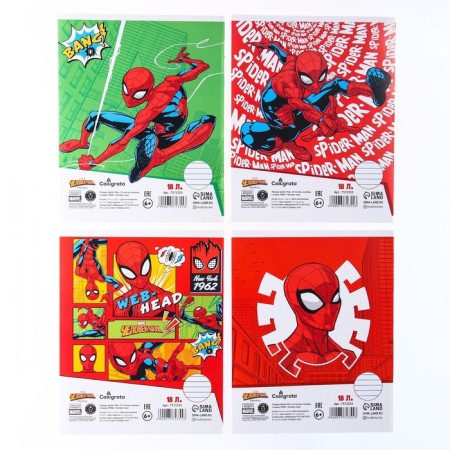 A set of notebooks is 20 pieces, 18 sheets, in a ruler, a covered paper cover, spider-man-3
