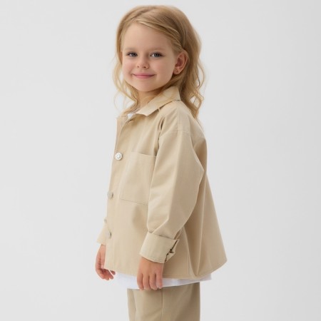 Children's shirt minku: jeans collection, beige color, height 152 cm-3