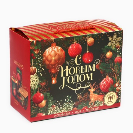 Gift set "Happy New Year": Black Tea 50 g, creamy sweets 110, Brownie cookies 120 g.-8