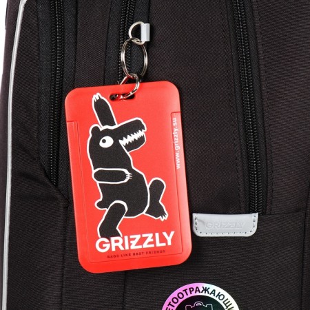School backpack, 40 x 27 x 20 cm, Grizzly, ergonomic back, laptop department, black-9