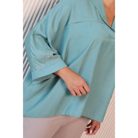 Female blouse, size 50, green color-1