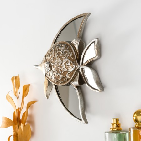 Panel interior polystone "Mirror fish with patterns" silver 21x4x24 cm-1