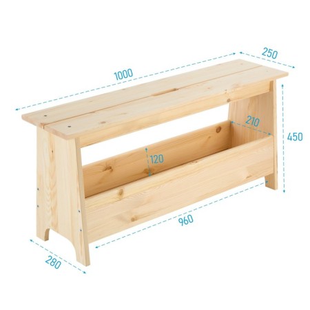 Barks with a storage department Perjohan, 100x25x45, Massive Pine-1