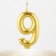 Candle for the cake, the number "9", gold.