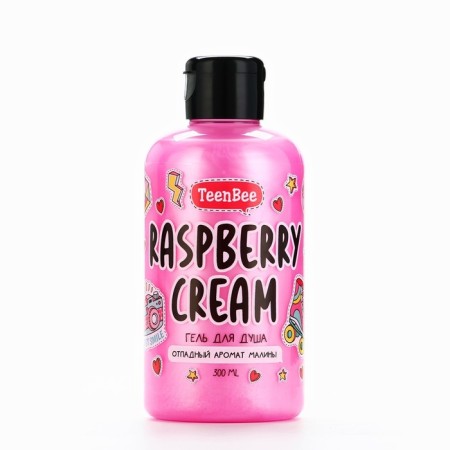 Shower gel, moisturizing, 300 ml, raspberry aroma, teenbee-5