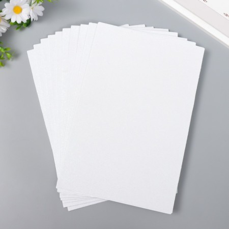Foamiran glitter 1 mm, 20x30 cm, col. White (set of 10 sheets)