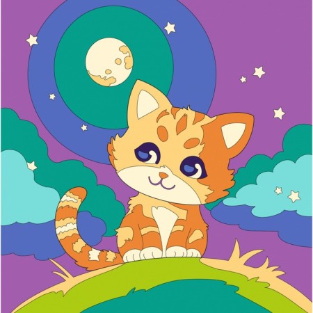 Picture on the numbers "Kitten", 20 × 20, on canvas, with a subframe