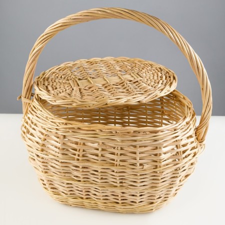 Basket "Economic", with a lid, 17/26 × 23/32 × 22/42 cm, manual weaving, willow-1