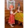 Russian folk costume for a girl with a kokoshnik, red-beige patterns, river 60, height 110-116 cm
