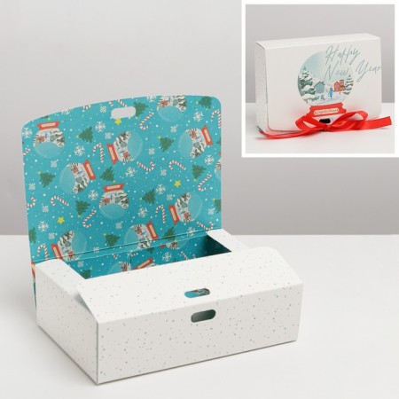 Folding double -sided box “Shard with snow”, 16.5 x 12.5 x 5 cm, New Year-1