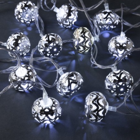 Garland “thread” 4 m with nozzles “ball with ornament”, IP20, transparent thread, 20 LED, white glow, 8 modes, 220 V