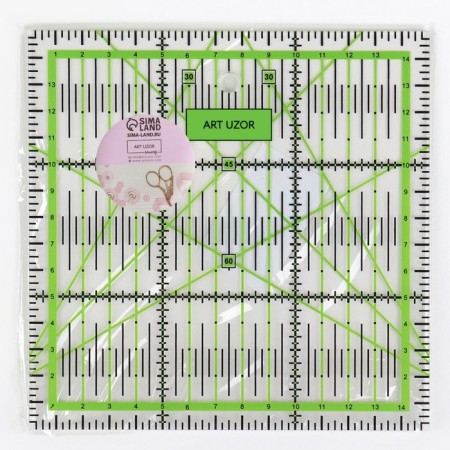 A quilting and patchwork ruler, 15 × 15 cm, color mix-3