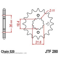 Front star, host JTF280, steel, chain 520, 13 teeth