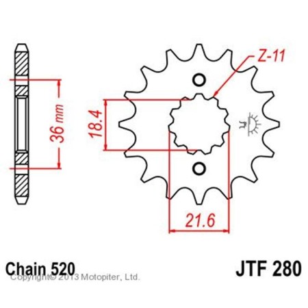 Front star, host JTF280, steel, chain 520, 13 teeth