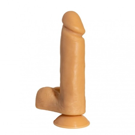 Fallomitator on the suction cup "Jaga-jaga", with a pronounced head and scrotum, 19 cm, bodily