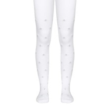 Children's tights with stars from Lurex Conte Kids Tip-Top, height 128-134 cm, white color
