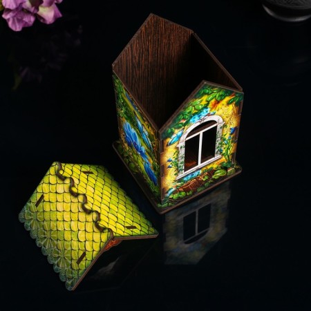 Tea house "House with a basket of flowers", 9.8 × 9.8 × 17.4 cm-2
