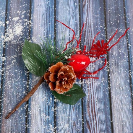 Decor "Winter Charm" Scarlet branches and flower 16 cm-2